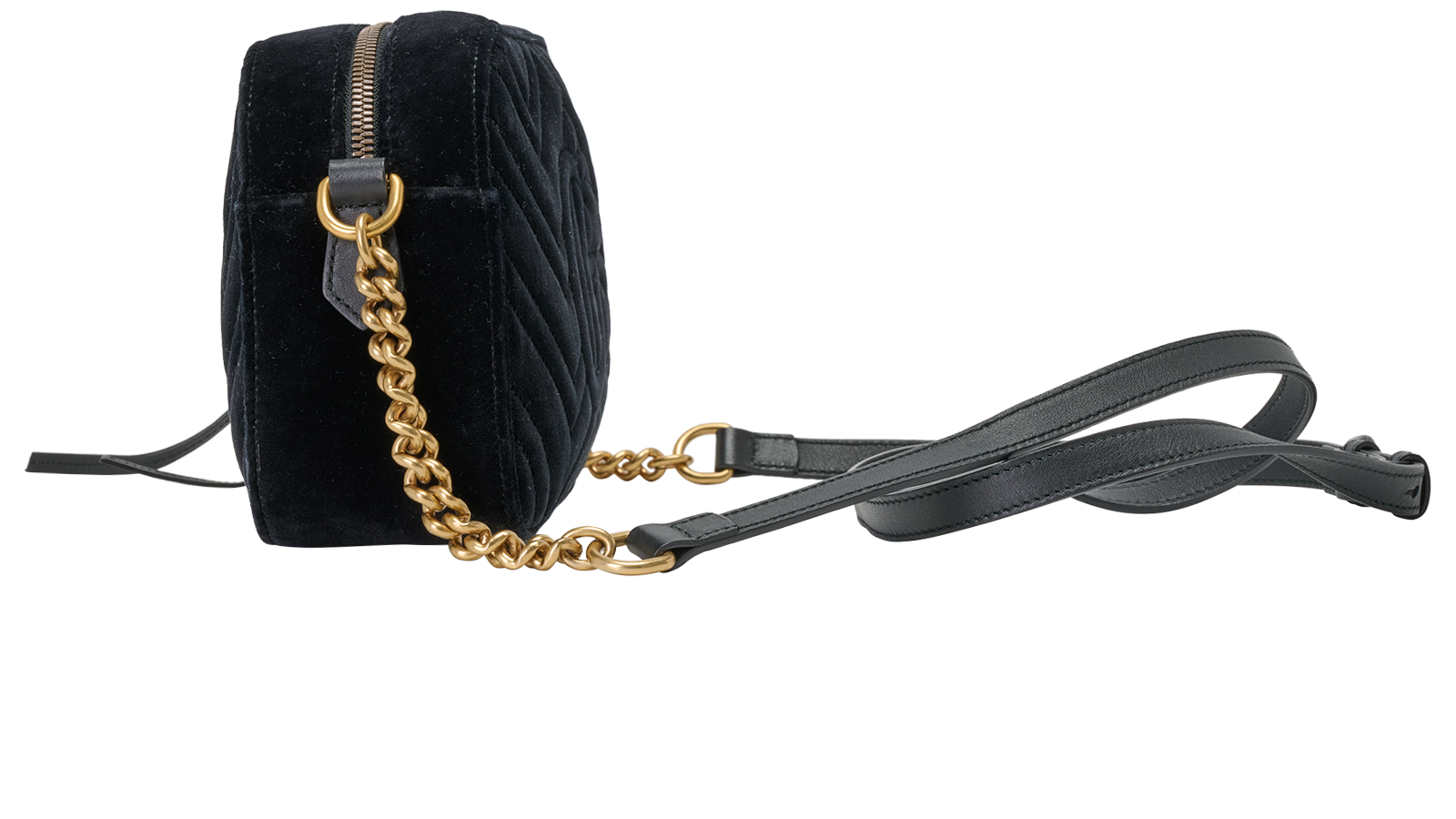 Gucci GG Small Camera Bag, &pound;520, Handbags, Black, Velvet, Bottom view